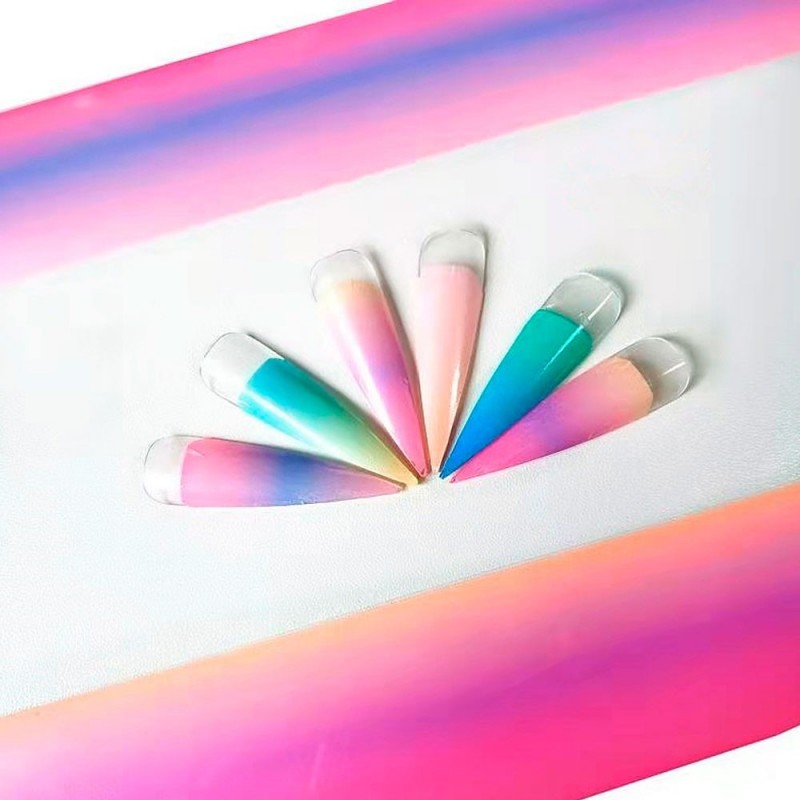 Adesivos Decorativos Para Unhas Degrade Coloridas Foil 10 Peças