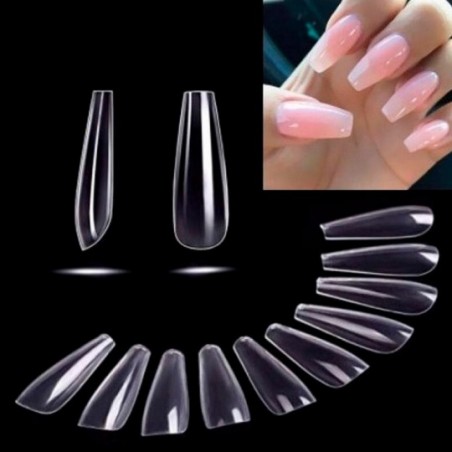 Kit Unhas Postiças Transparente Bailarina 100 Peças No Estojo