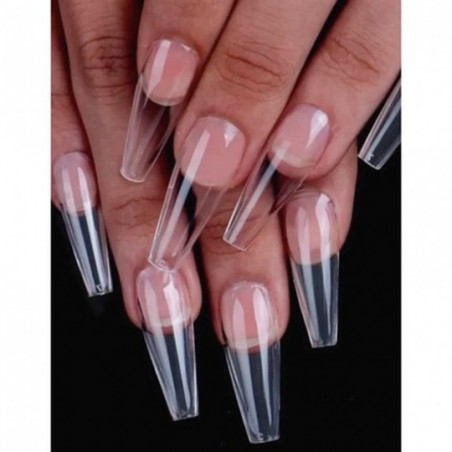 Kit Unhas Postiças Transparente Bailarina 100 Peças No Estojo