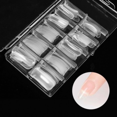 Kit Unhas Postiças Transparente Bailarina 100 Peças No Estojo