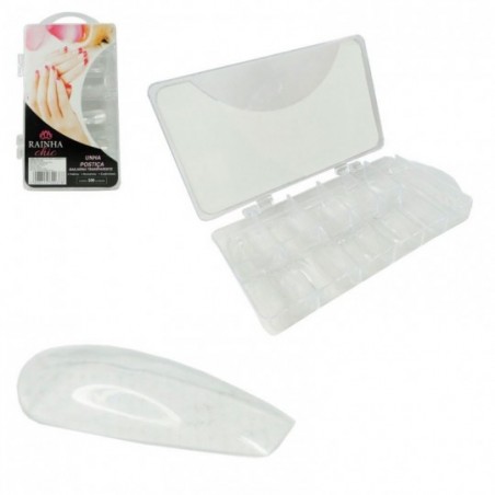 Kit Unhas Postiças Transparente Bailarina 100 Peças No Estojo