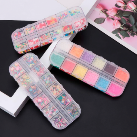 Enfeite Para Unhas Estojo 12 Grades Efeito 3D - Compre Agora!