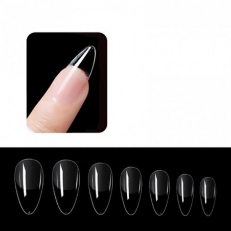 Kit Unha Postiça Stiletto Transparente 100 Peças No Estojo