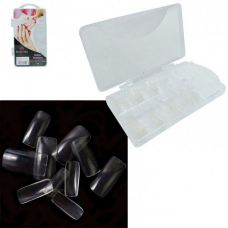 Kit Unhas Postiças Comum Tips Transparente 100 Peças No Estojo
