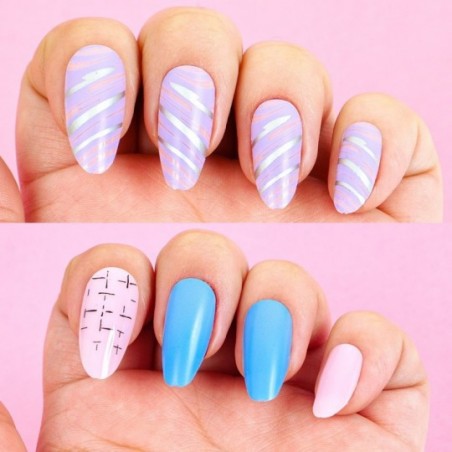 Kit Unhas Postiças Decoradas Stiletto 12 Peças Variadas Reutilizável