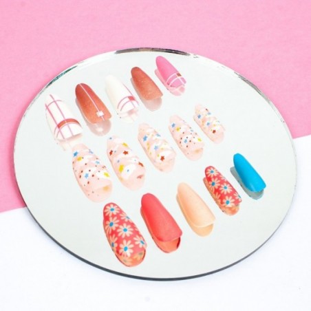 Kit Unhas Postiças Decoradas Stiletto 12 Peças Variadas Reutilizável