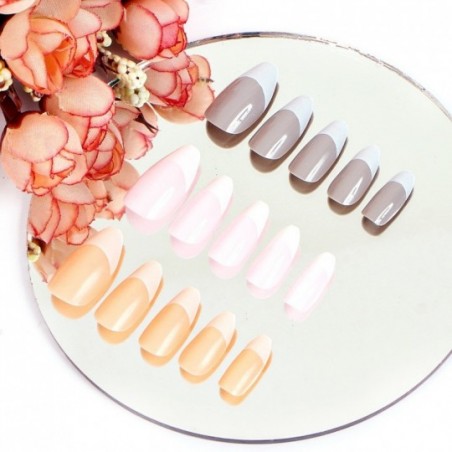 Kit Unhas Postiças Stiletto Com Fracesinha 12 Peças Reutilizável
