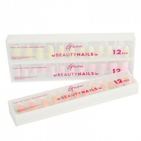 Kit Unhas Postiças Stiletto Com Fracesinha 12 Peças Reutilizável
