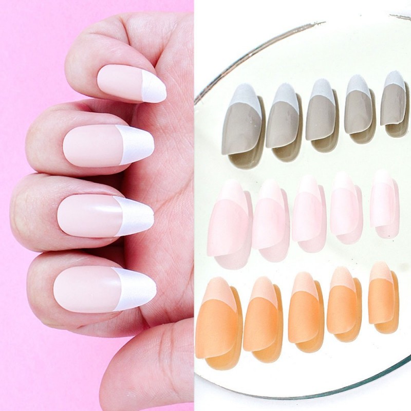 Kit Unhas Postiças Stiletto Com Fracesinha 12 Peças Reutilizável