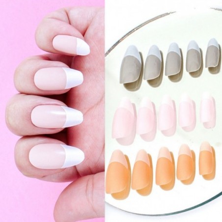 Kit Unhas Postiças Stiletto Com Fracesinha 12 Peças Reutilizável