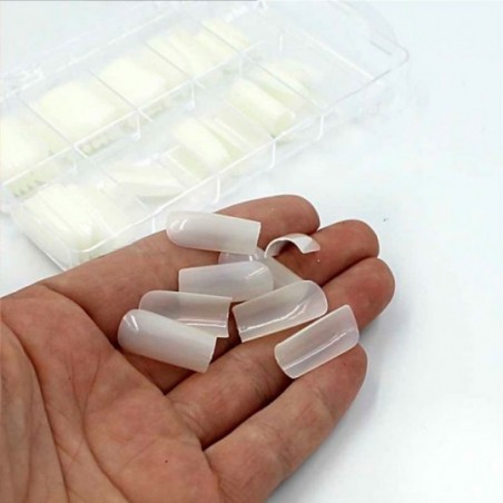 Kit Unhas Postiças Transparentes Com Estojo 100 Un Alongadas