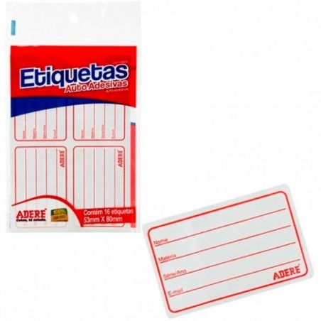 Etiquetas Escolar Alto Adesiva 53x80mm 16 Unidades