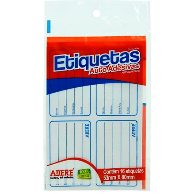 Etiquetas Escolar Alto Adesiva 53x80mm 16 Unidades