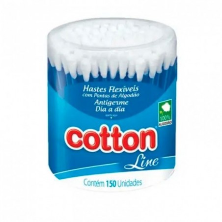 Cotonete Hastes Flexíveis Cotton Line 150 Unidades No Pote
