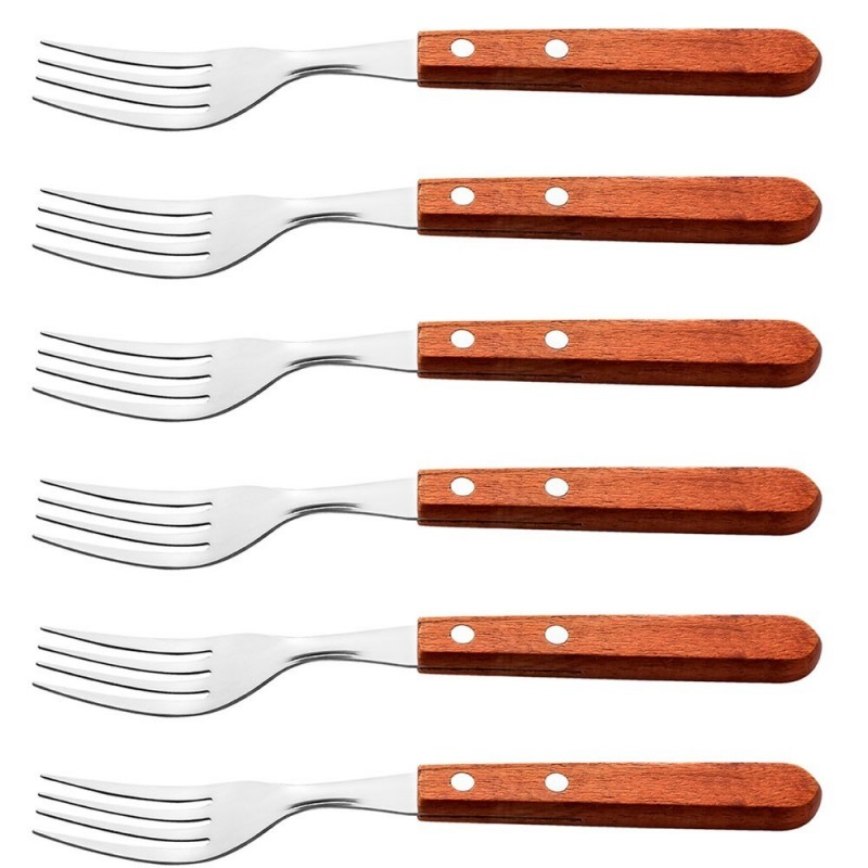 Conjunto Garfo De Mesa Com 12 Peças Cabo De Madeira Wood