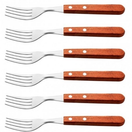 Conjunto Garfo De Mesa Com 12 Peças Cabo De Madeira Wood