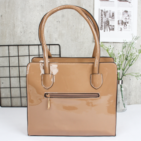 Bolsa De Ombro Em Verniz Quadrada Grande Luxo Com Matelassê