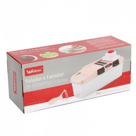 Ralador Fatiador Cortador De Alimentos 5 Laminas C/ Recipiente