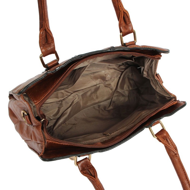 Bolsa Feminina Clássica Média Com Alça Dupla Detalhes Dourado - Compre Agora!
