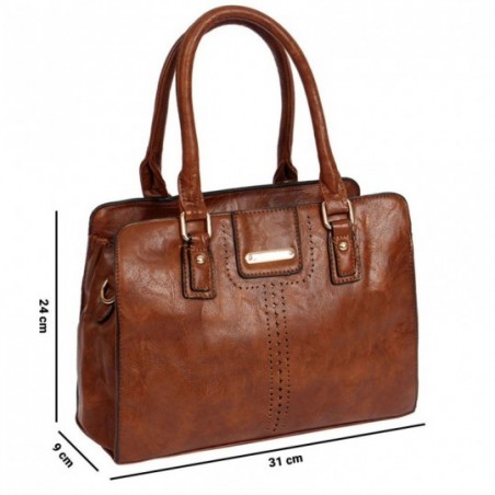 Bolsa Feminina Clássica Média Com Alça Dupla Detalhes Dourado - Compre Agora!