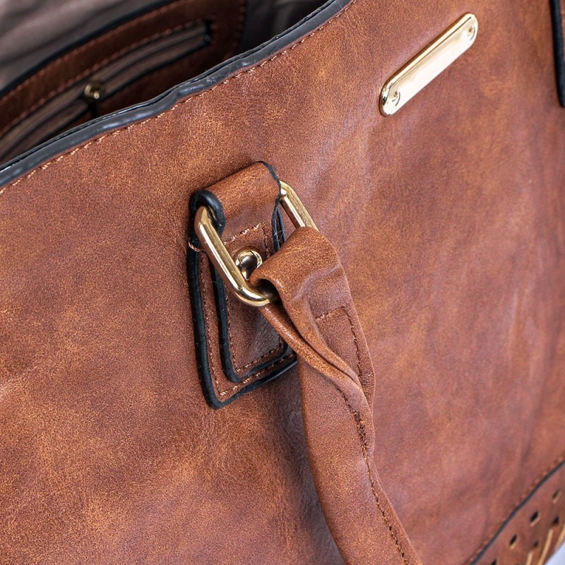 Bolsa Totem Feminina De Ombro Grande Com Detalhes Vazados