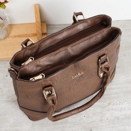 Bolsa Tote Feminina De Ombro Sofisticada Com Detalhes Dourados