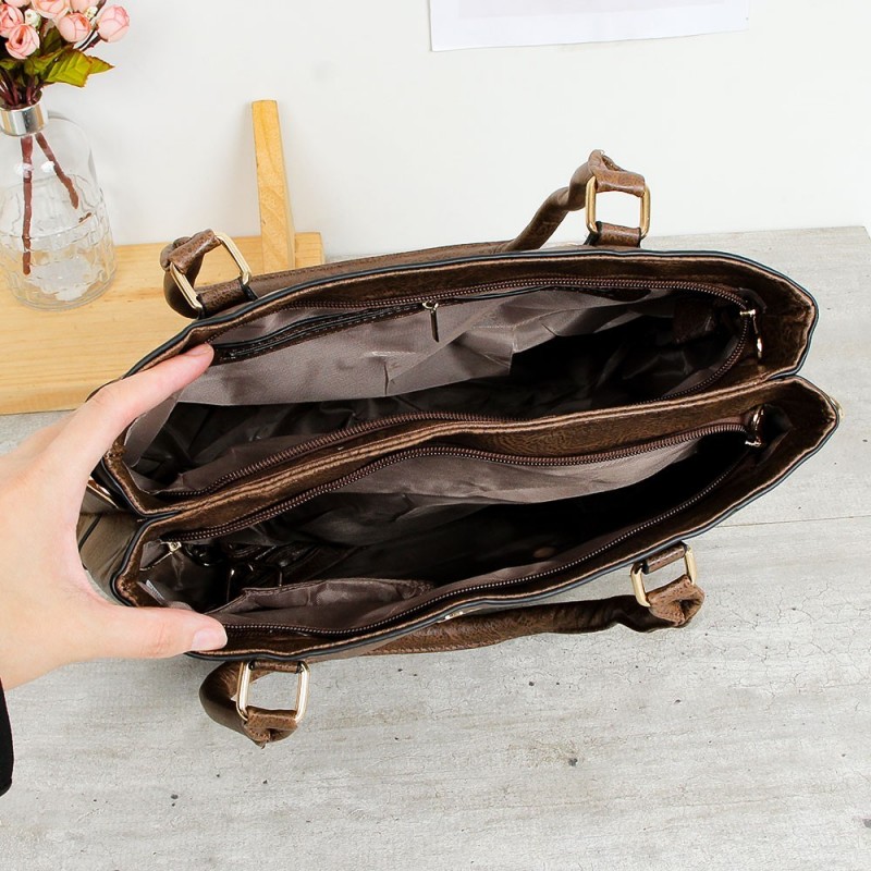 Bolsa Tote Feminina De Ombro Sofisticada Com Detalhes Dourados