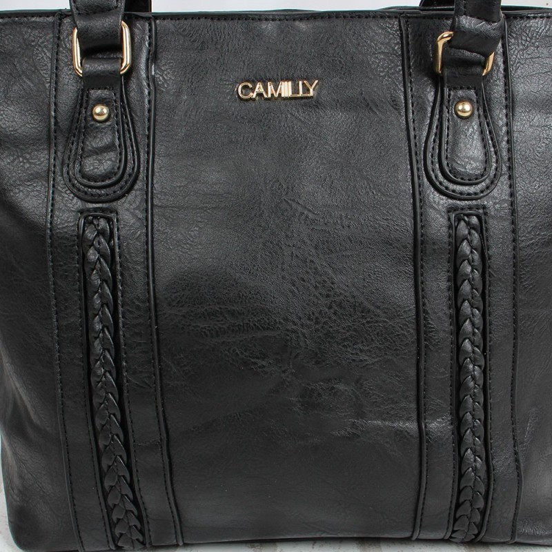Bolsa Grande De Ombro Feminina Detalhe Em Trançado E Dourado - Compre Agora!