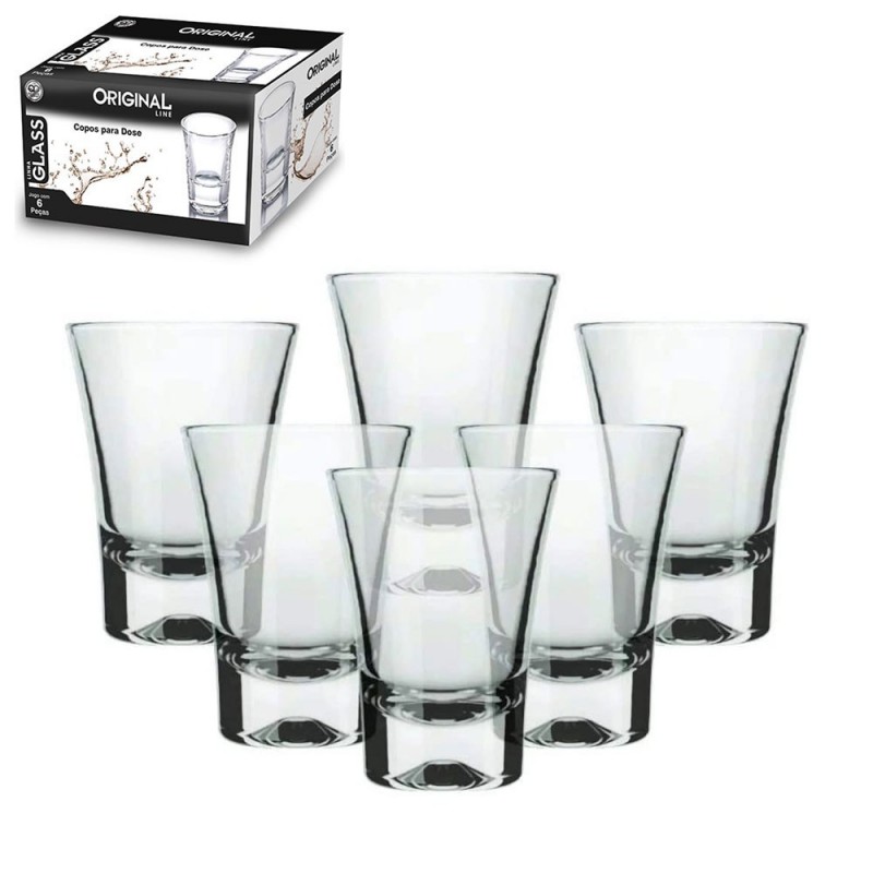 Conjunto Copo Shot Para Drink 6 Peças De Vidro 37 Ml Atacado - Feira da Madrugada SP