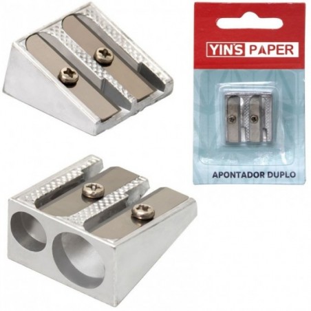 Apontador Duplo De Metal Quadrado Yin's Paper