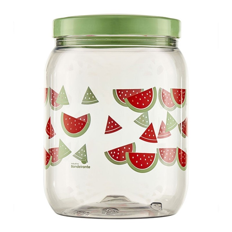 Pote De Plástico Estampa Melancia Redondo 1700 Ml Com Tampa