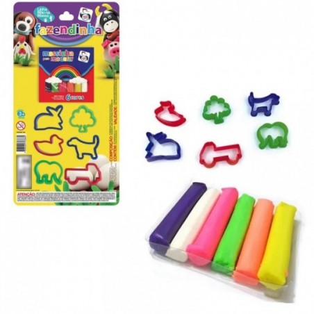 Massinha Com 6 Formas De Bichinhos Brinquedo Infantil Colorido