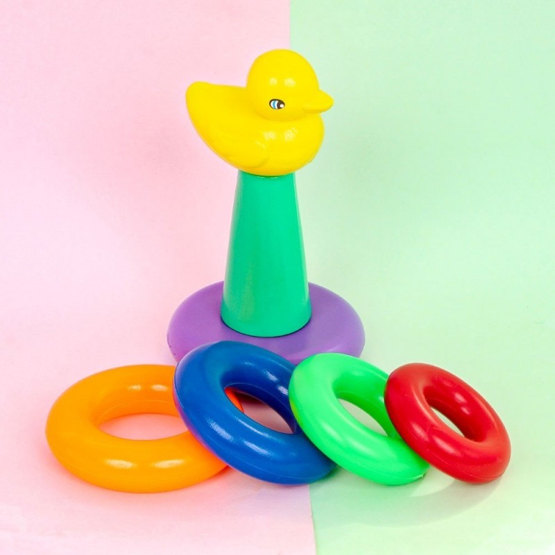 Meu Patinho Com Argolas Coloridas Brinquedo Baby Infantil Educativo - Feira da Madrugada SP