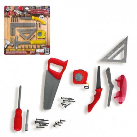 Kit Ferramentas Martelo Serra Parafusos De Brinquedo 22 Peças - Feira da Madrugada SP