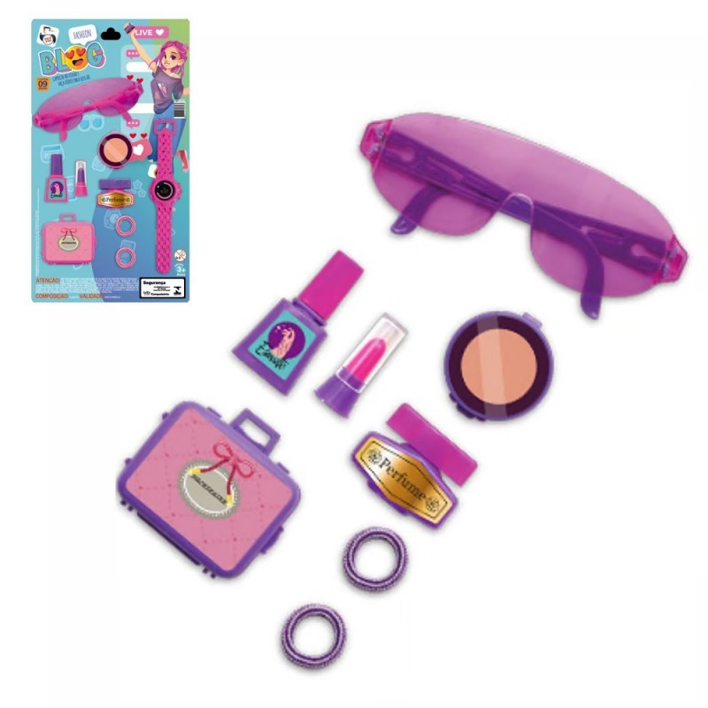 Kit Acessórios De Beleza Fashion Blog 9 Peças De Brinquedo Infantil - Feira da Madrugada SP