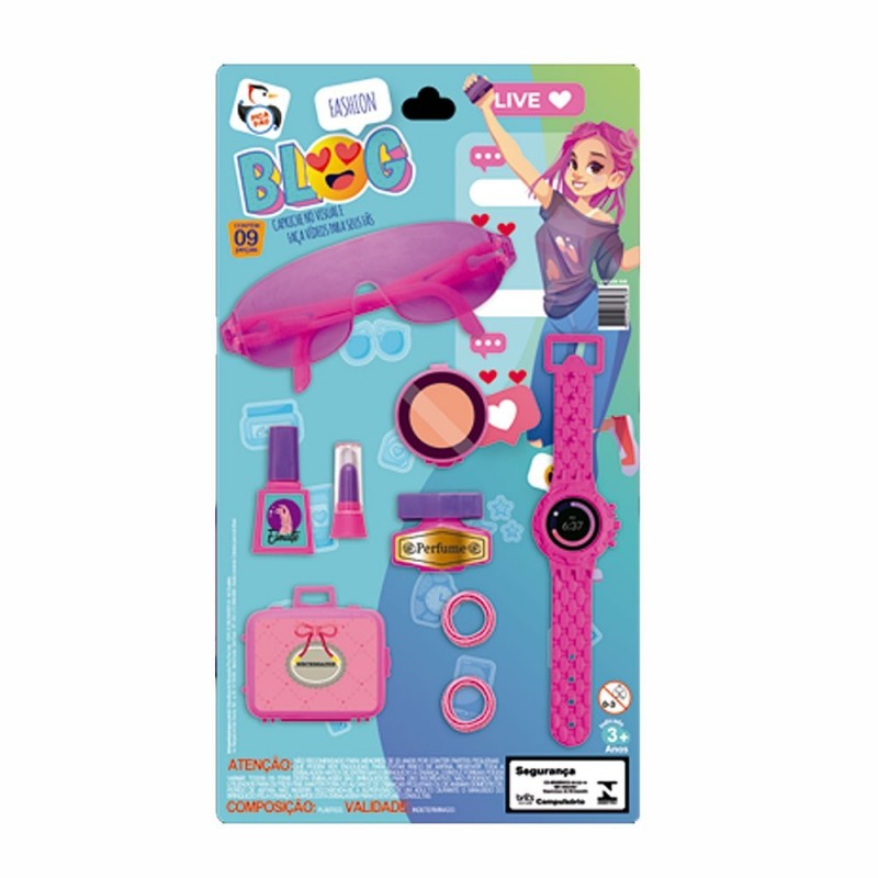 Kit Acessórios De Beleza Fashion Blog 9 Peças De Brinquedo Infantil - Feira da Madrugada SP
