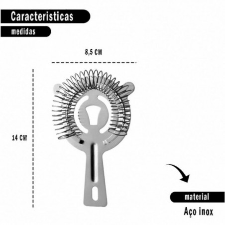 Coador De Gelo Strainer Profissional Inox Barman Drinks Bebidas - Compre Agora!