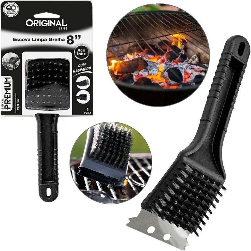 Escova De Aço Para Grelhas Churrascaria Raspador Cabo Plástico - Compre Agora!