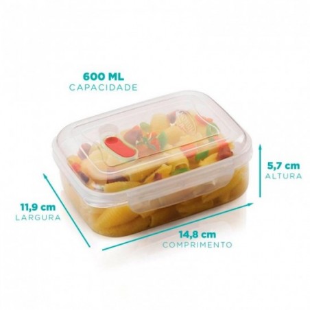 Kit 2 Potes Porta Mantimentos 600ml Com Tampa Trava E Válvula - Feira da Madrugada SP