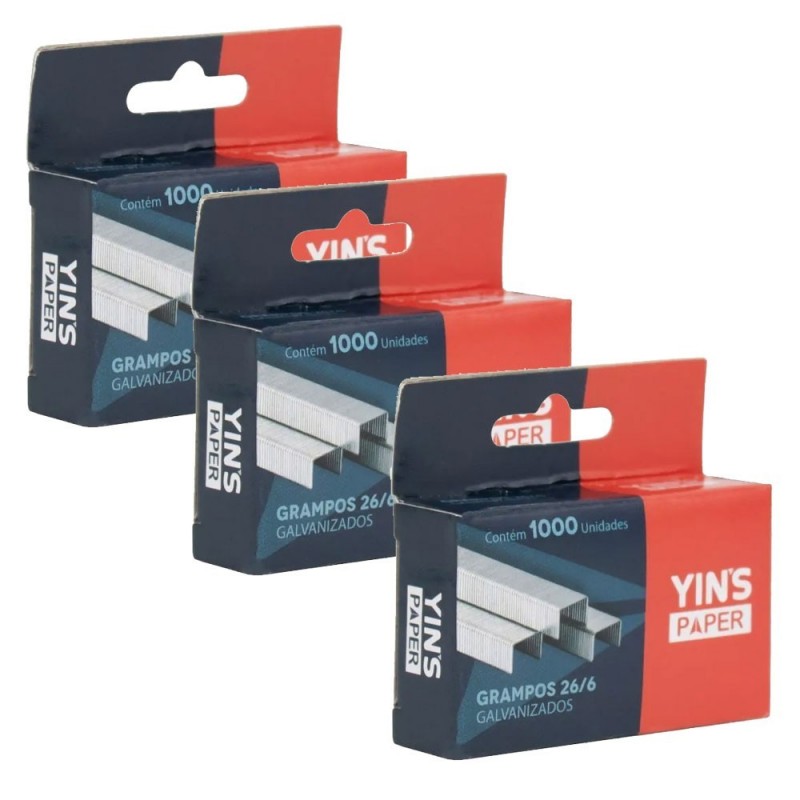 Kit 3 Caixas De Grampos Para Grampeador Galvanizados 3000 Un - Feira da Madrugada SP