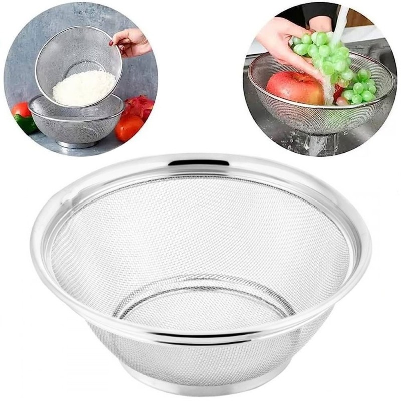 Escorredor Multiuso De Alimentos Em Aço Inox 25 Cm