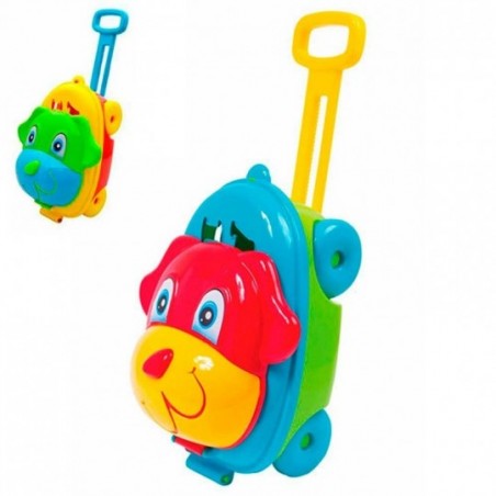 Carrinho Baú Mochila C/ Rodas Didático Cachorrinho Brinquedo - Feira da Madrugada SP