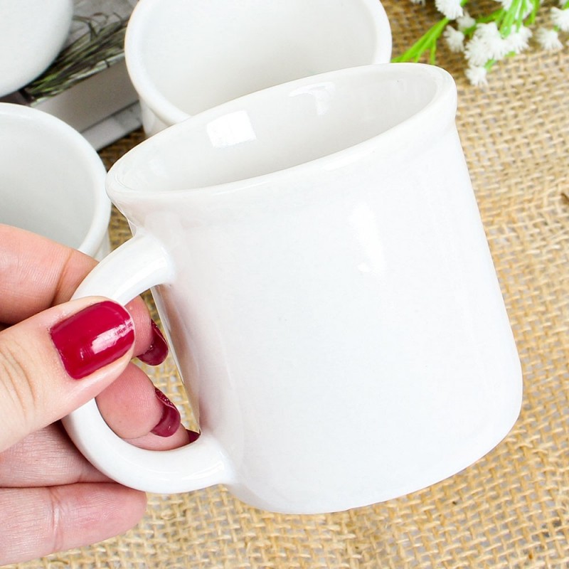 Conjunto 6 Canecas Porcelana 160 ML Xícaras Para Café Chá - Feira da Madrugada SP