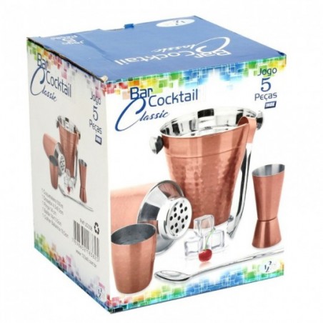 Kit Bar Coqueteleira Drinks Clássico 5 Peças Inox Rose God  - Feira da Madrugada SP