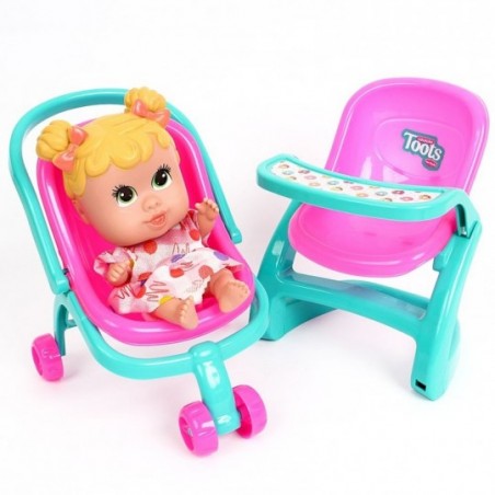 Kit Boneca + Carrinho De Passeio + Cadeirinha De Bebe Brinquedo - Feira da Madrugada SP