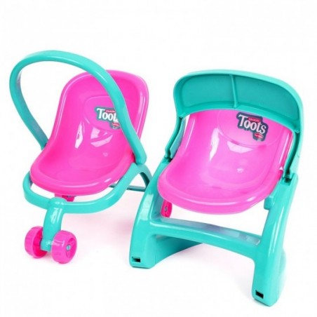 Kit Boneca + Carrinho De Passeio + Cadeirinha De Bebe Brinquedo - Feira da Madrugada SP