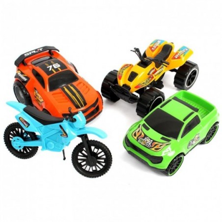 Kit Super Carrinhos + Quadriciclo + Moto De Brinquedo Meninos Infantil - Feira da Madrugada SP