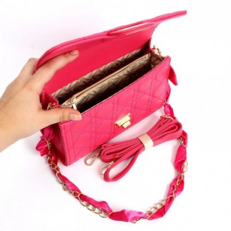 Bolsa Baú Feminina Transversal Com Alça Corrente Lenço De Luxo - Feira da Madrugada SP