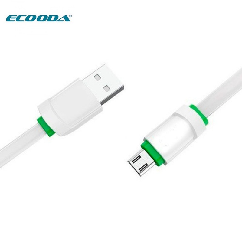 Cabo Micro USB V8 Branco 3A Turbo Ecooda Emborrachado - Feira da Madrugada SP