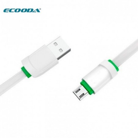 Cabo Micro USB V8 Branco 3A Turbo Ecooda Emborrachado - Feira da Madrugada SP